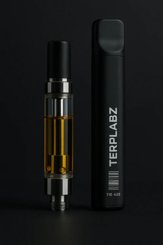 THC cart and disposable next to each other