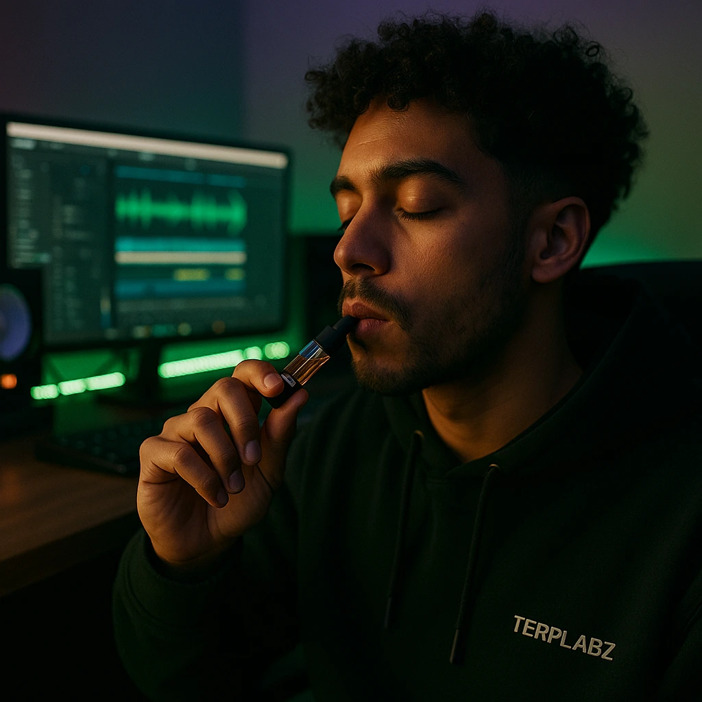 What is Delta 9 THC? Effects, Legality, and Best Vape Options 3 Person vaping a Delta 9 THC cartridge