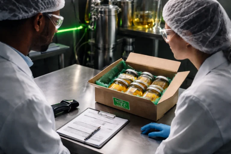 packing jars of distillate